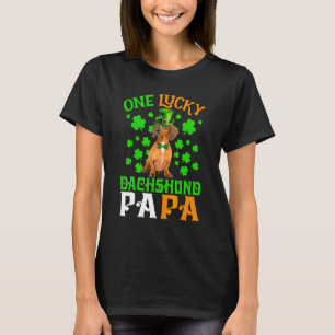 One Lucky Dog Papa Red Dachshund Dad St Patricks D T-Shirt