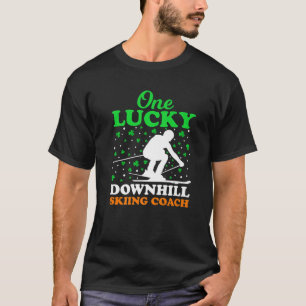 One Lucky Downhill Skiing Coach St. Patrick's Day T-Shirt