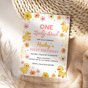One Lucky Duck Birthday Invitation