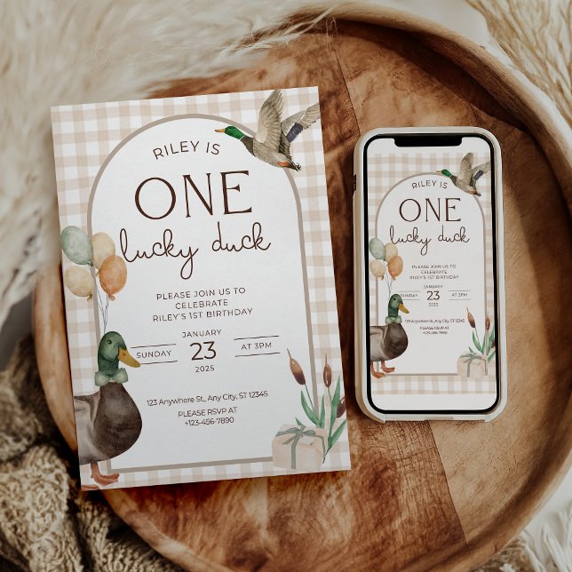 One Lucky Duck Birthday Invitation Boys First (Creator Uploaded)