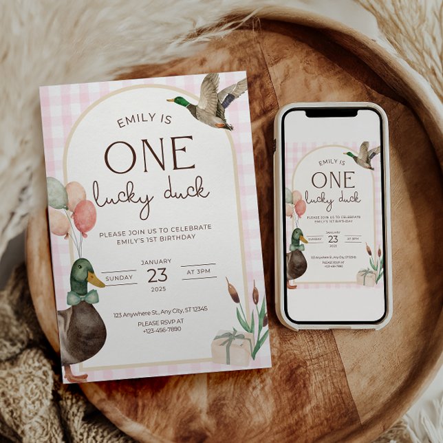 One Lucky Duck Birthday Invitation Girls First (Creator Uploaded)