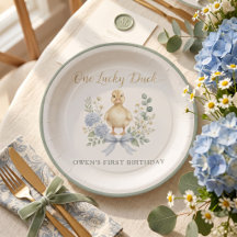 One Lucky Duck Boy First Birthday Paper Plates