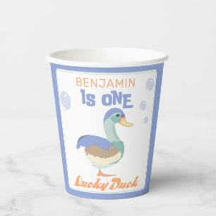 One Lucky Duck & Bubbles First Birthday Pastel Paper Cups