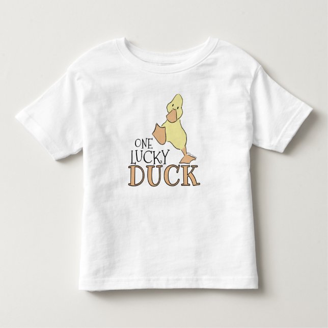 One Lucky Duck Cute Cartoon Graphic Toddler T-Shirt (Front)