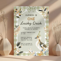 One Lucky Duck Cute Duckling Gingham 1st Birthday