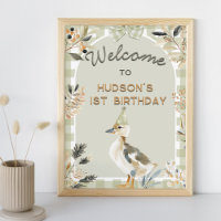 One Lucky Duck Cute Duckling Gingham 1st Birthday