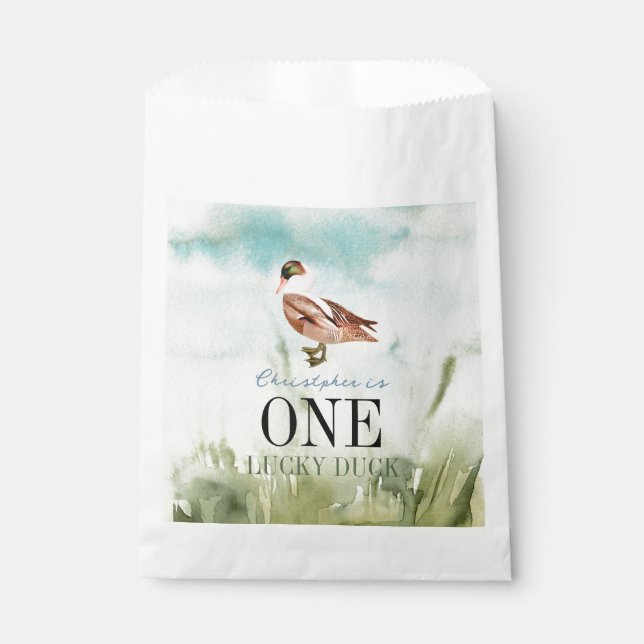 One Lucky Duck Field Boy 1st Birthday Favour Bags (Front)