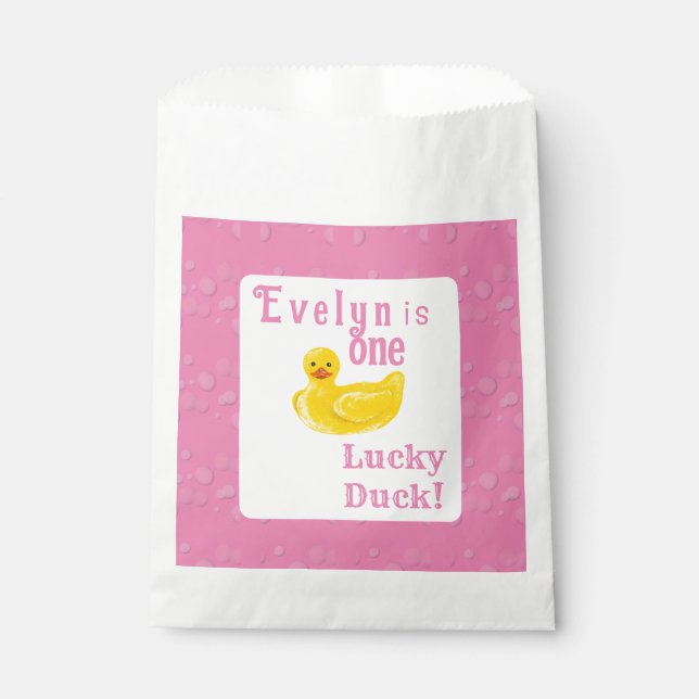 One Lucky Duck First Birthday Favour Bags (Front)