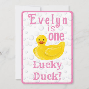 One Lucky Duck First Birthday Invitation
