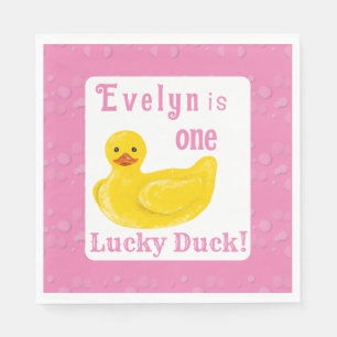 One Lucky Duck First Birthday Napkin