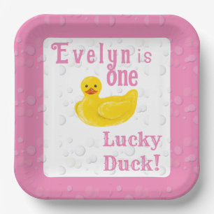 One Lucky Duck First Birthday Paper Plate