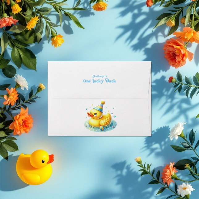 One Lucky Duck First Birthday Party Envelope (One Lucky Duck First Birthday Party Envelope)