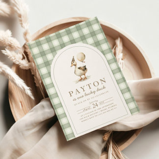 One Lucky Duck Invitation, Duck Birthday Party Invitation