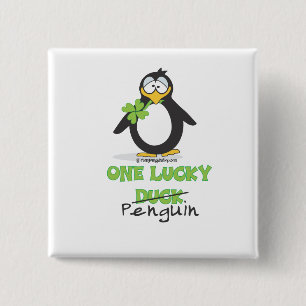 One Lucky Duck Penguin 15 Cm Square Badge