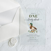 One Lucky Duck Watercolor Boy 1st Birthday