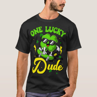 One Lucky Dude Funny St Patricks Day Skateboarding T-Shirt