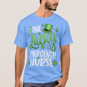 One Lucky Emergency Nurse Shamrock Leopard St Patr T-Shirt