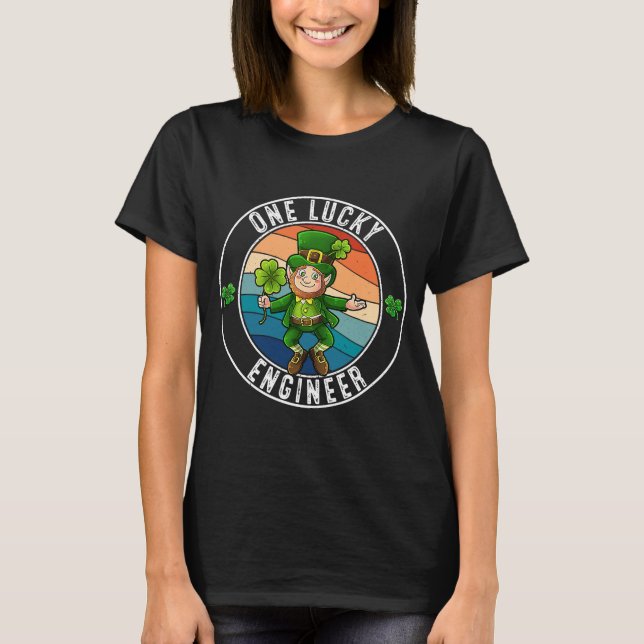 One Lucky Engineer Leprechaun Irish St Patricks T-Shirt (Front)