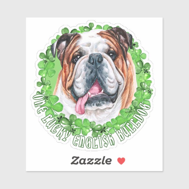 One Lucky English Bulldog Funny St. Patrick Dog  (Sheet)