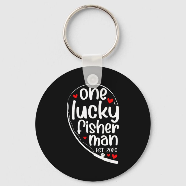 One Lucky Fisher Man 2026 Heart Valentine Matching Key Ring (Front)