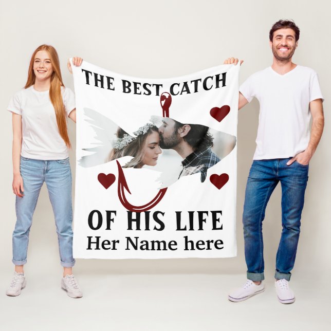 One lucky fisherman matching couple fish photo fleece blanket (In Situ)