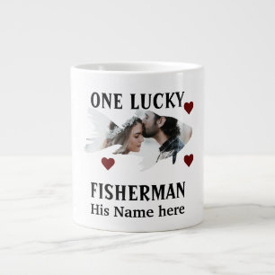 One lucky fisherman matching couple fish photo large coffee mug