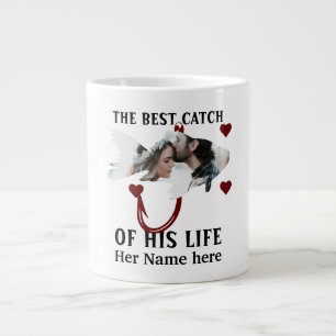 One lucky fisherman matching couple fish photo large coffee mug