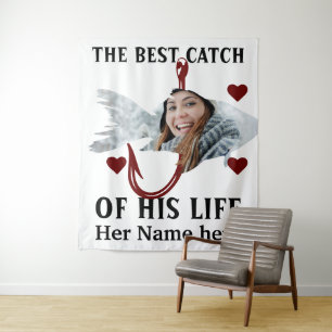 One lucky fisherman matching couple fish photo tapestry