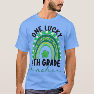 One Lucky Fourth Grade Teacher Gnomes St Patricks  T-Shirt