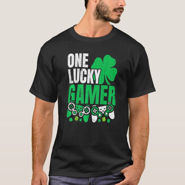 One Lucky Gamer Boys St Patricks Day Video Gamer P T-Shirt (Front)