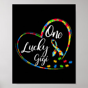 One Lucky Gigi Autism Awareness Gift Puzzle Piece Poster