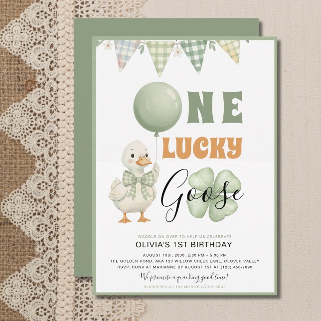 One Lucky Goose St. Patrick's Day First Birthday Invitation (Creator Uploaded)
