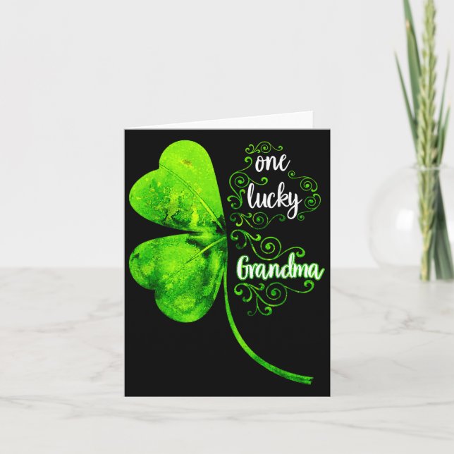 One Lucky Grandma Shamrock Grandma St Patricks Day Card (Front)