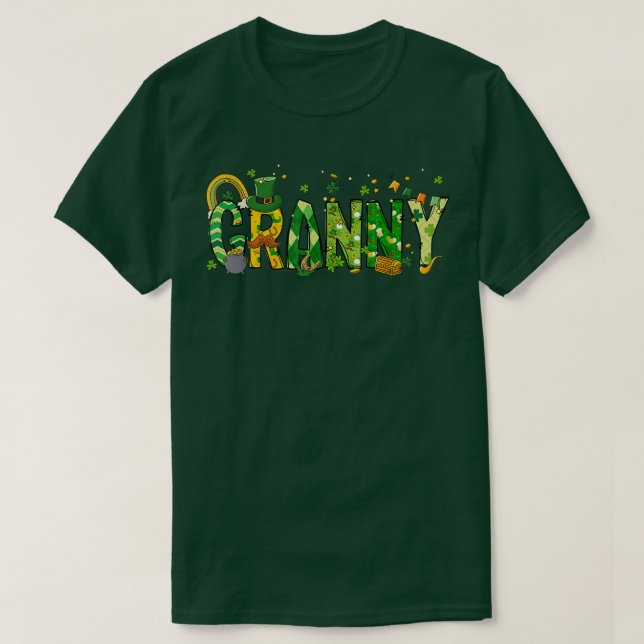 One Lucky Granny St Patrick's Day Irish Granny Sha T-Shirt (Design Front)