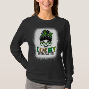 One Lucky Homeschool Mum Bleached St Patricks Day T-Shirt