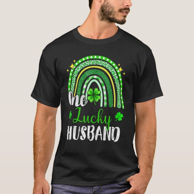 One Lucky Husband Leopard Print Rainbow St Patrick T-Shirt (Front)