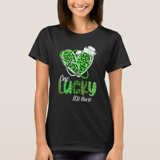 One Lucky Icu Nurse St Patrick S Day Nurse Heart W T-Shirt