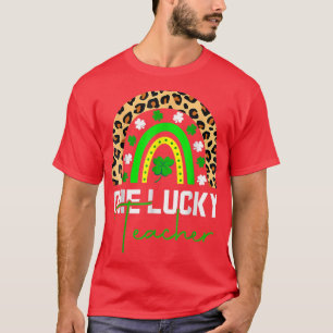 One Lucky Kinder Teacher Rainbow Leopard St  T-Shirt