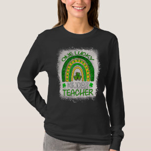 One Lucky Kinder Teacher Rainbow St Patrick S Day  T-Shirt