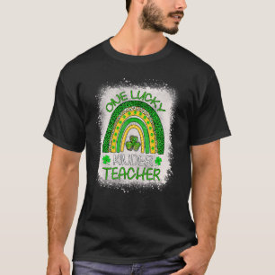 One Lucky Kinder Teacher Rainbow St Patrick S Day T-Shirt