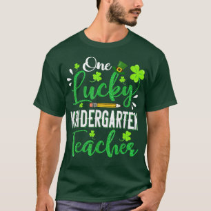 One Lucky Kindergarten Teacher Pencil Shamrock Pat T-Shirt