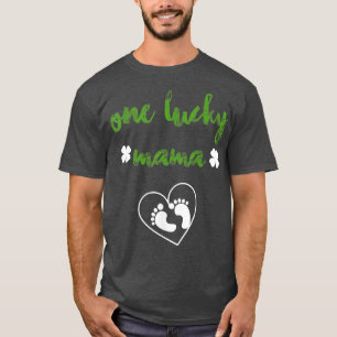 One Lucky Mama Baby Designs For Pregnancy Gift T-Shirt