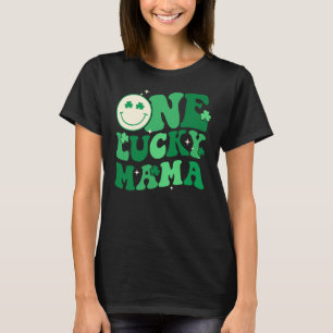 One Lucky Mama Groovy Happy St Patrick's Day Shamr T-Shirt
