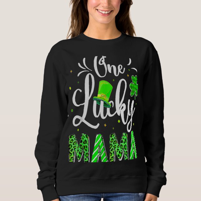 One Lucky Mama Irish Shamrock Leopard St Patrick's Sweatshirt (Front)