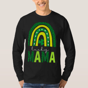 One Lucky Mama Leopard Print Rainbow St Patricku20 T-Shirt