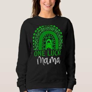 One Lucky Mama Leopard Rainbow Mum Life St Patrick Sweatshirt