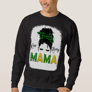One Lucky Mama Messy Bun Leopard St Patrick S Day Sweatshirt