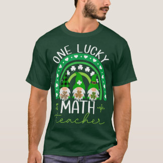 One Lucky Math Teacher Gnomes St  T-Shirt