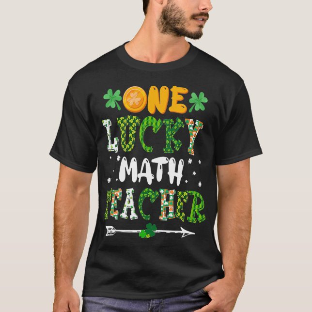 One Lucky Math Teacher St Patricks Day Buffalo Pla T-Shirt (Front)