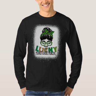 One Lucky Middle School Principal Bleached St Patr T-Shirt